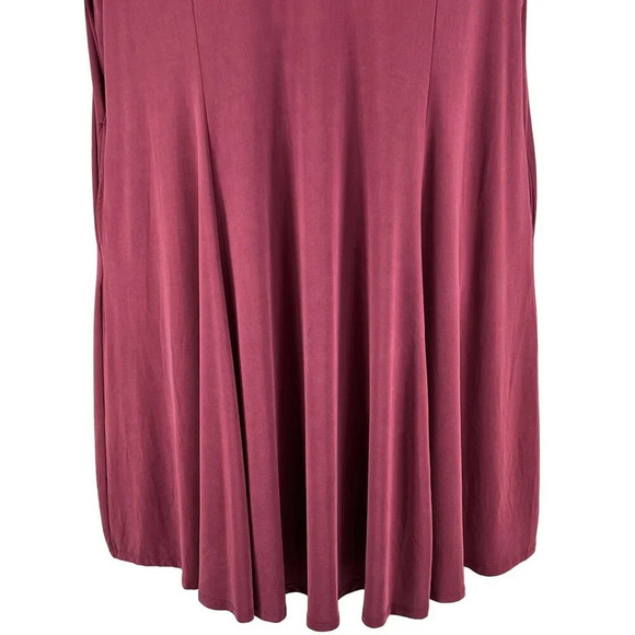 Torrid NWT Women 3X Burgundy V-Neck Skater Dress Short Sleeve Stretchy Comfywear - Picture 7 of 15